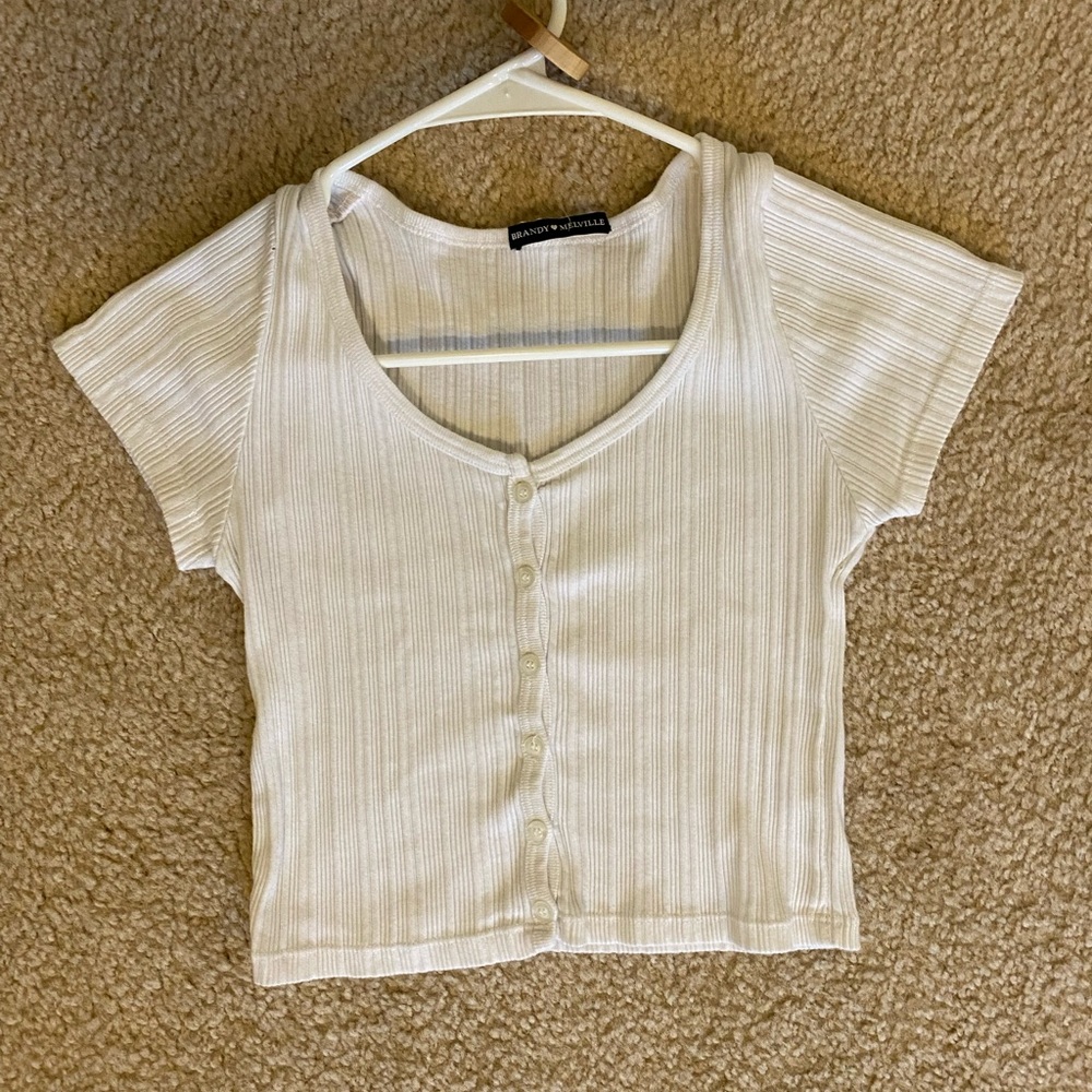 Brandy Melville White Ribbed Zelly Tank Top
